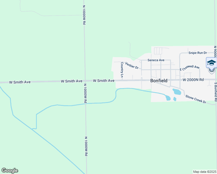map of restaurants, bars, coffee shops, grocery stores, and more near 9824 West Smith Street in Bonfield