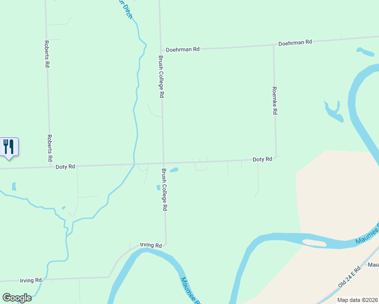 map of restaurants, bars, coffee shops, grocery stores, and more near 18127 Doty Road in Woodburn