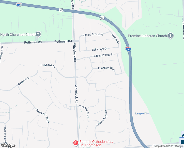 map of restaurants, bars, coffee shops, grocery stores, and more near 6702-6734 Cherbourg Dr in Fort Wayne