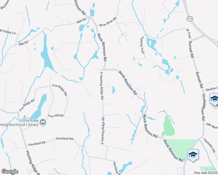 map of restaurants, bars, coffee shops, grocery stores, and more near 251 East Hunting Ridge Road in Stamford