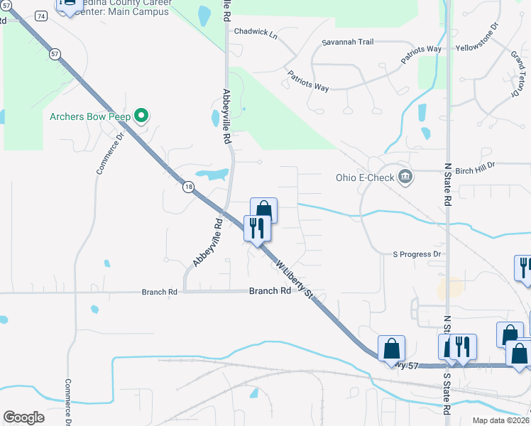 map of restaurants, bars, coffee shops, grocery stores, and more near 931 Dawn Court in Medina