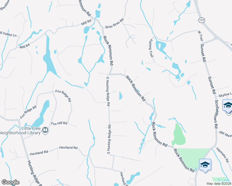 map of restaurants, bars, coffee shops, grocery stores, and more near 251 East Hunting Ridge Road in Stamford