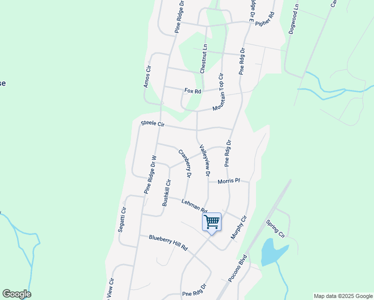 map of restaurants, bars, coffee shops, grocery stores, and more near 1127 Cranberry Drive in Bushkill