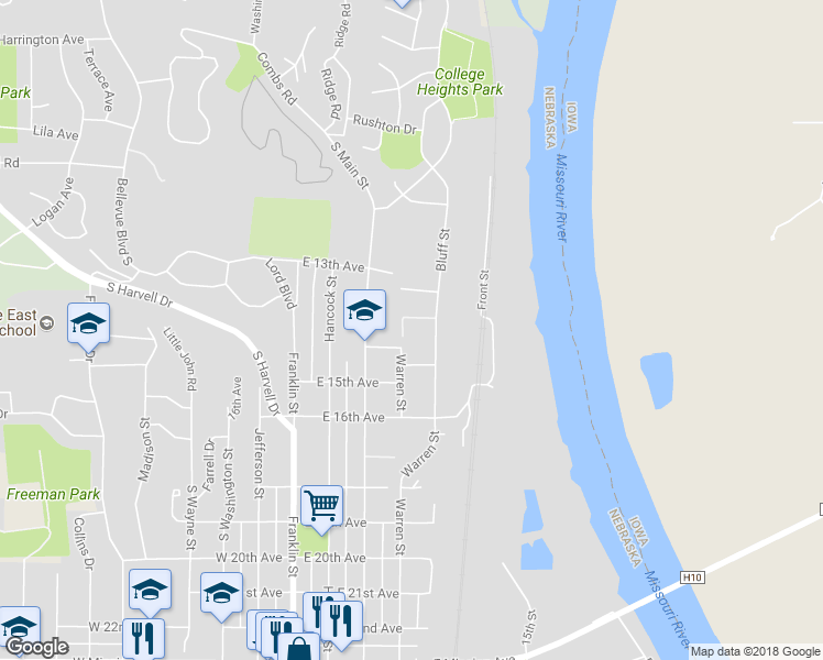 map of restaurants, bars, coffee shops, grocery stores, and more near 1322-1328 Bluff Street in Bellevue
