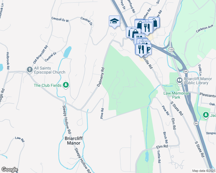 map of restaurants, bars, coffee shops, grocery stores, and more near 8 Shadow Tree Lane in Briarcliff Manor