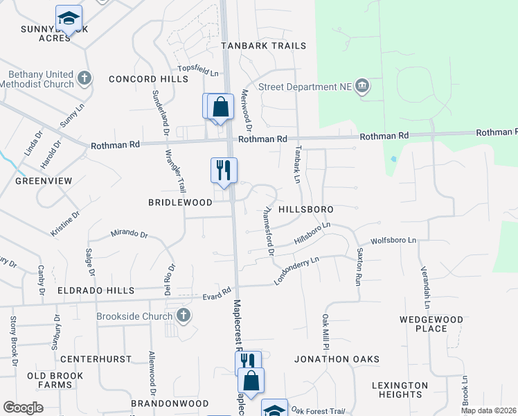 map of restaurants, bars, coffee shops, grocery stores, and more near 6340 Langwood Boulevard in Fort Wayne