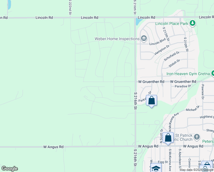 map of restaurants, bars, coffee shops, grocery stores, and more near 10846-10894 South 216th Street in Gretna