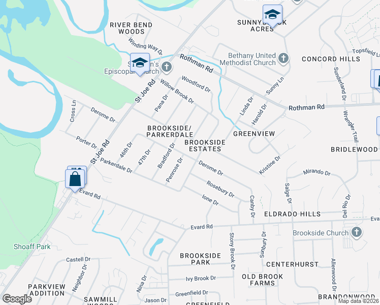 map of restaurants, bars, coffee shops, grocery stores, and more near 4915 Derome Dr in Fort Wayne