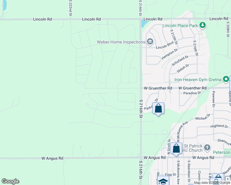 map of restaurants, bars, coffee shops, grocery stores, and more near 21723 McClellan Drive in Gretna