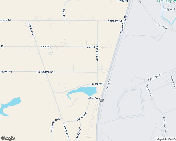 map of restaurants, bars, coffee shops, grocery stores, and more near 7406 Barrington Road in Cheyenne