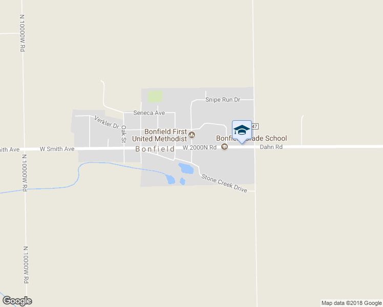 map of restaurants, bars, coffee shops, grocery stores, and more near 173 East Smith Street in Bonfield