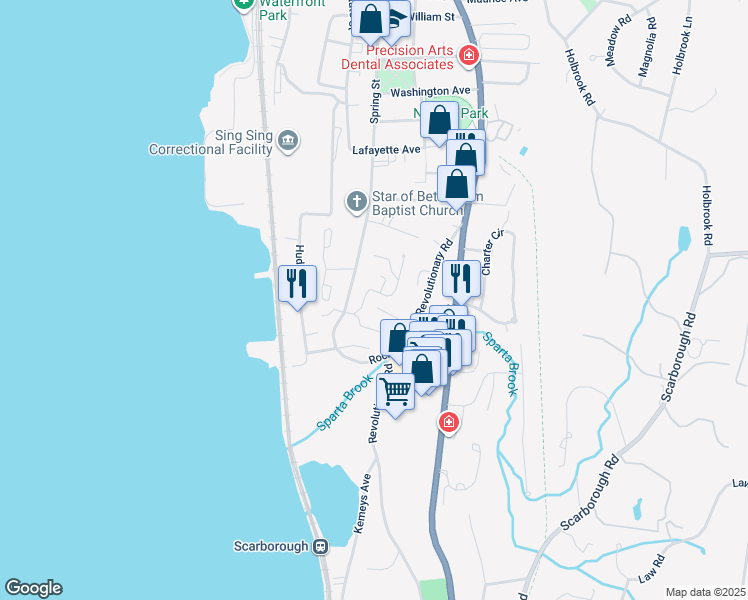 map of restaurants, bars, coffee shops, grocery stores, and more near 14 Still Court in Ossining