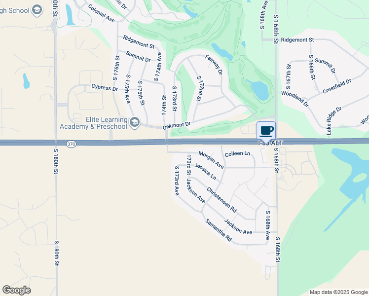 map of restaurants, bars, coffee shops, grocery stores, and more near 17318 Morgan Avenue in Gretna