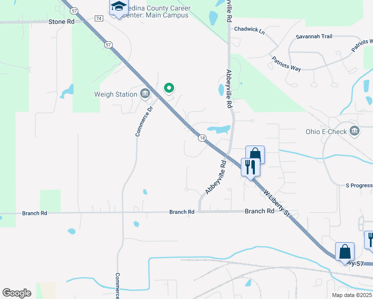 map of restaurants, bars, coffee shops, grocery stores, and more near 3401 Eden Lane in Medina