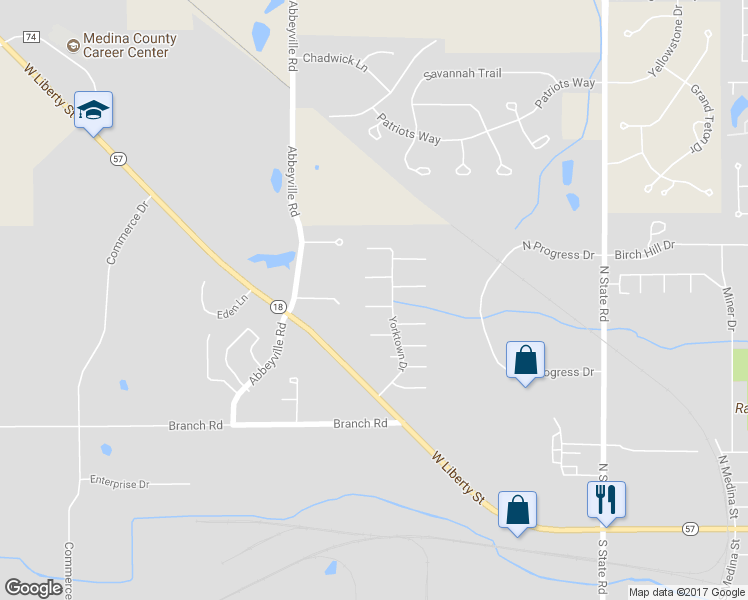 map of restaurants, bars, coffee shops, grocery stores, and more near 925 Coventry Court in Medina