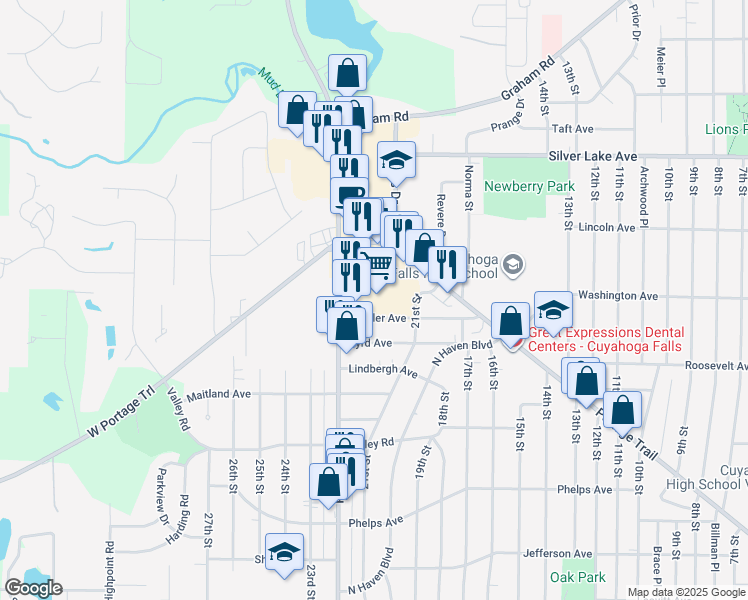 map of restaurants, bars, coffee shops, grocery stores, and more near 2925 State Road in Cuyahoga Falls