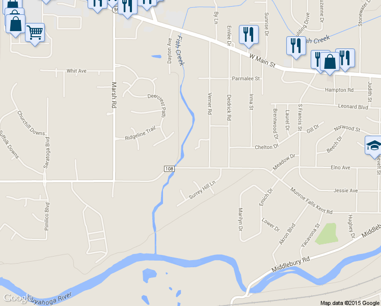 map of restaurants, bars, coffee shops, grocery stores, and more near 3338 Blessing Lane in Kent