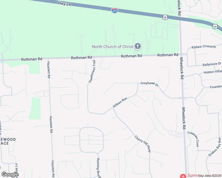 map of restaurants, bars, coffee shops, grocery stores, and more near 7012 Mangrove Lane in Fort Wayne