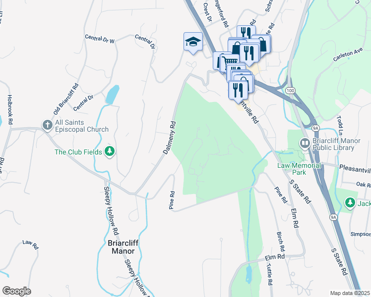 map of restaurants, bars, coffee shops, grocery stores, and more near 8 Shadow Tree Lane in Briarcliff Manor