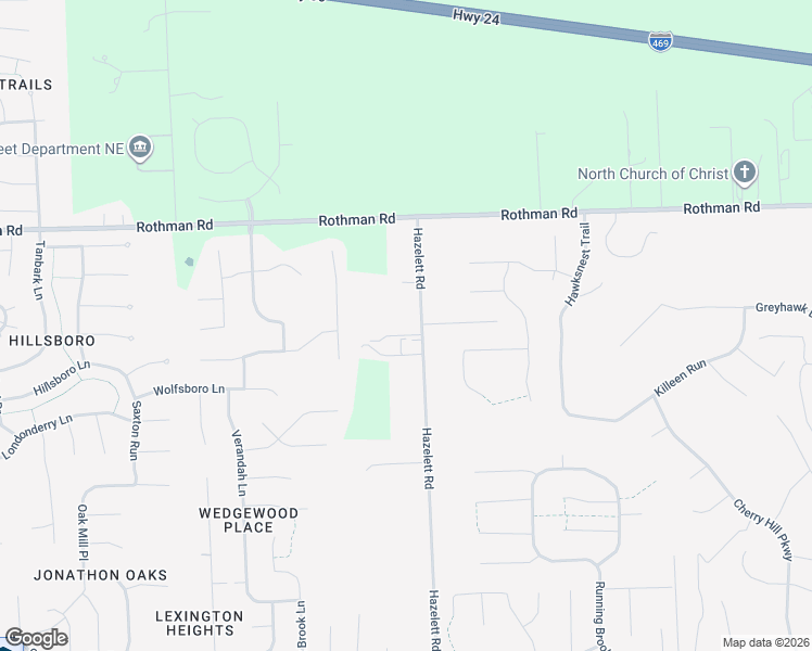 map of restaurants, bars, coffee shops, grocery stores, and more near 7007 Hazelett Road in Fort Wayne