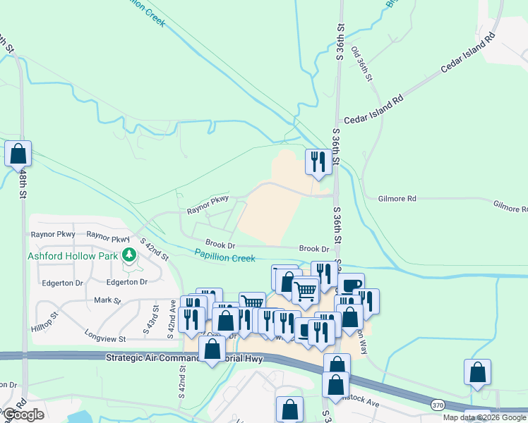 map of restaurants, bars, coffee shops, grocery stores, and more near 3909 Raynor Parkway in Bellevue
