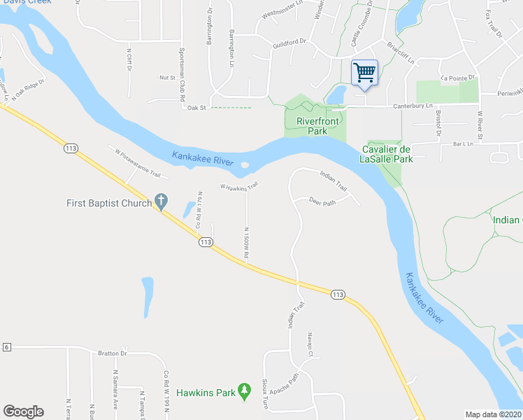 map of restaurants, bars, coffee shops, grocery stores, and more near 1895 North 1500W Road in Kankakee