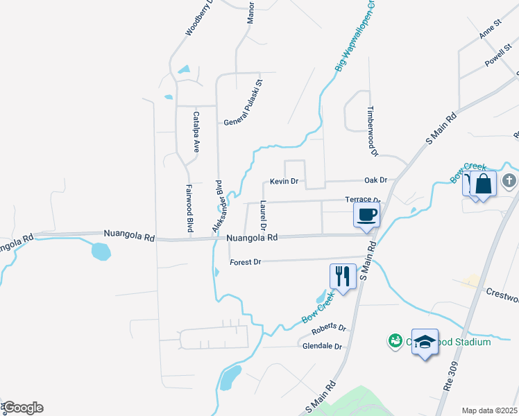 map of restaurants, bars, coffee shops, grocery stores, and more near 50 Laurel Drive in Mountain Top