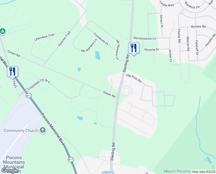 map of restaurants, bars, coffee shops, grocery stores, and more near 383A Green Road in Tobyhanna
