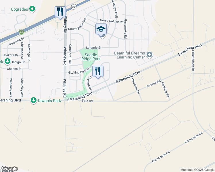 map of restaurants, bars, coffee shops, grocery stores, and more near 3979 Foster Ave in Cheyenne