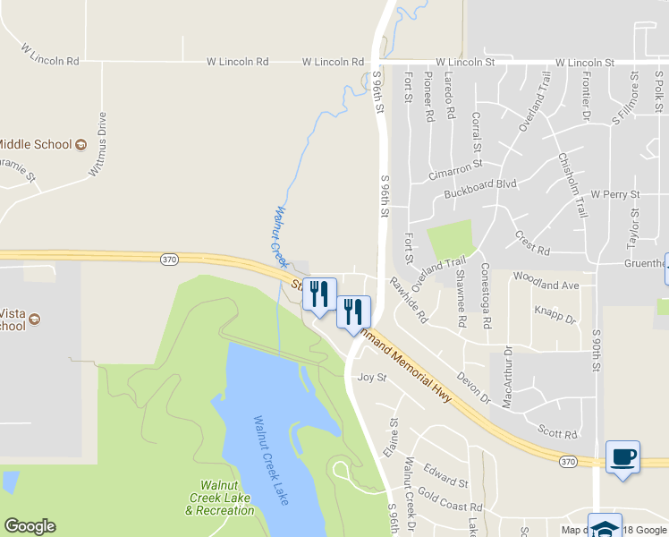 map of restaurants, bars, coffee shops, grocery stores, and more near 1316 Santa Fe Circle in Papillion
