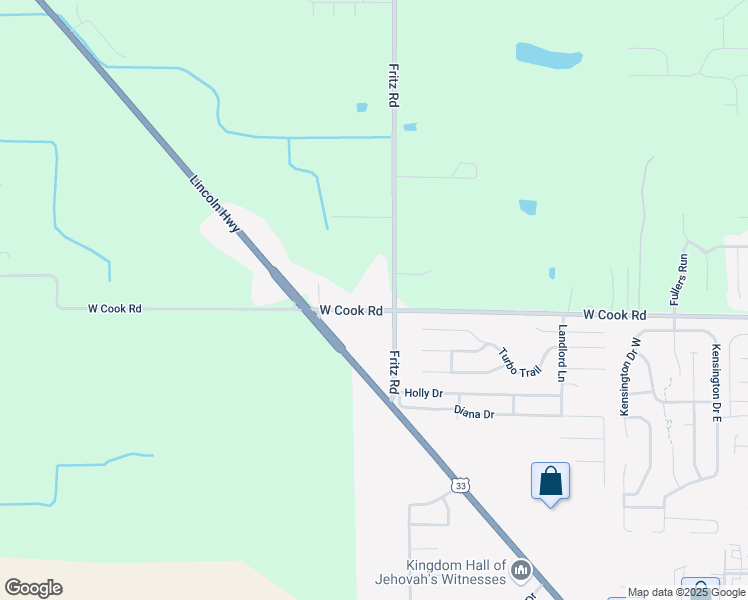 map of restaurants, bars, coffee shops, grocery stores, and more near 7331 Fritz Road in Fort Wayne