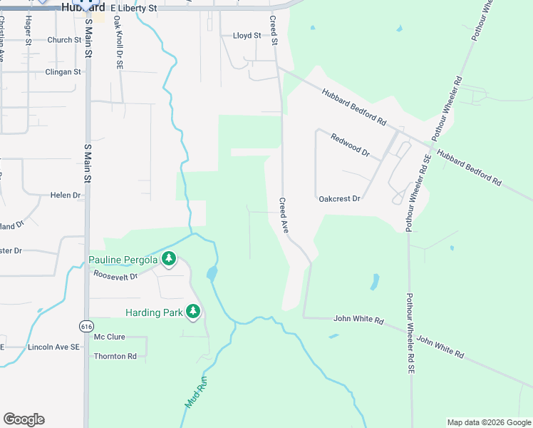 map of restaurants, bars, coffee shops, grocery stores, and more near 3562 Creed Avenue in Hubbard
