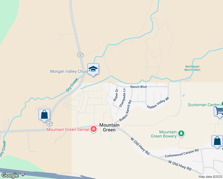 map of restaurants, bars, coffee shops, grocery stores, and more near 6062 North Latigo Lane in Morgan