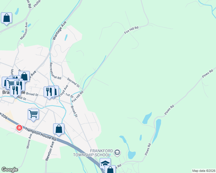 map of restaurants, bars, coffee shops, grocery stores, and more near 24 Fox Hill Road in Branchville