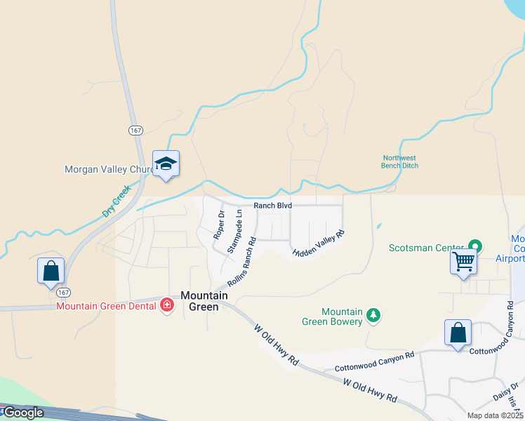 map of restaurants, bars, coffee shops, grocery stores, and more near 6011 Roundup Court in Morgan