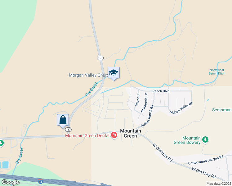 map of restaurants, bars, coffee shops, grocery stores, and more near 4968 North Mesa Arch Lane in Mountain Green