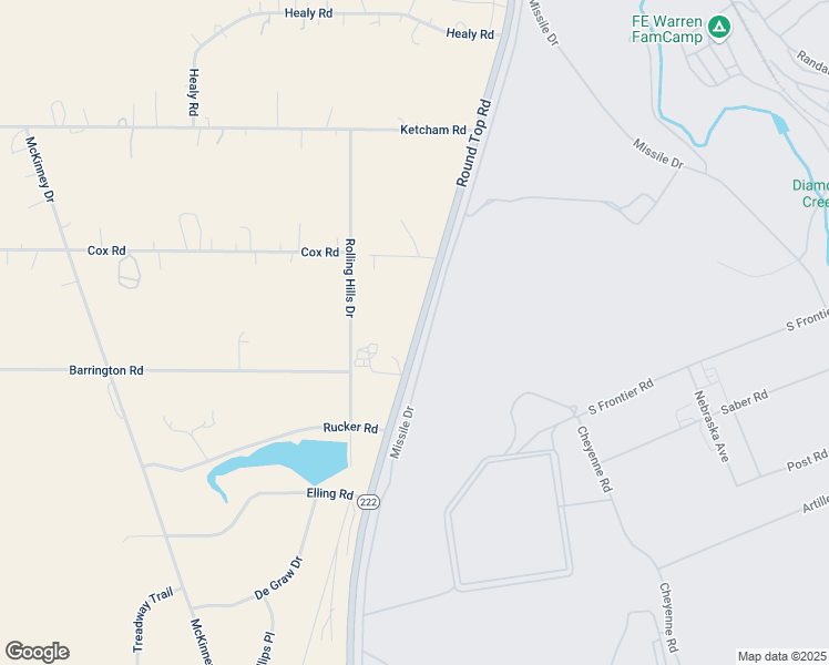 map of restaurants, bars, coffee shops, grocery stores, and more near 3606 Round Top Road in Cheyenne