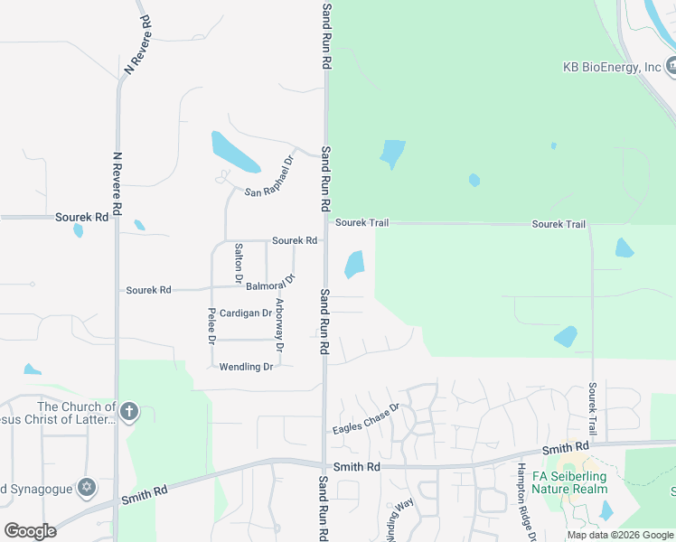 map of restaurants, bars, coffee shops, grocery stores, and more near 1103 Sand Run Road in Akron
