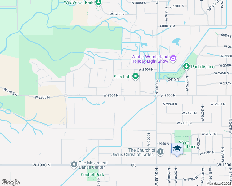 map of restaurants, bars, coffee shops, grocery stores, and more near 3298 West 2300 North in Clinton