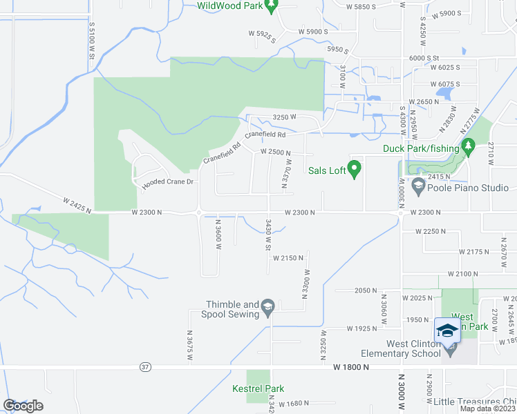 map of restaurants, bars, coffee shops, grocery stores, and more near 3466 West 2300 North in Clearfield