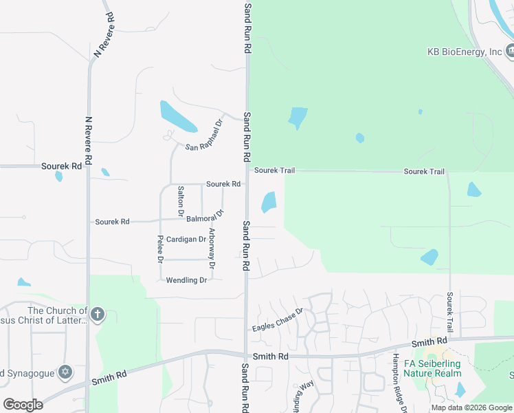 map of restaurants, bars, coffee shops, grocery stores, and more near 1103 Sand Run Road in Akron