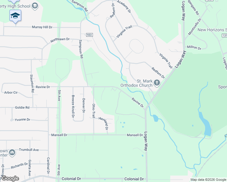 map of restaurants, bars, coffee shops, grocery stores, and more near 946 Ravine Drive in Youngstown