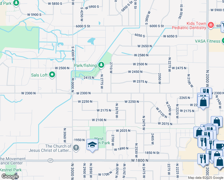 map of restaurants, bars, coffee shops, grocery stores, and more near 2316 2710 West in Clinton
