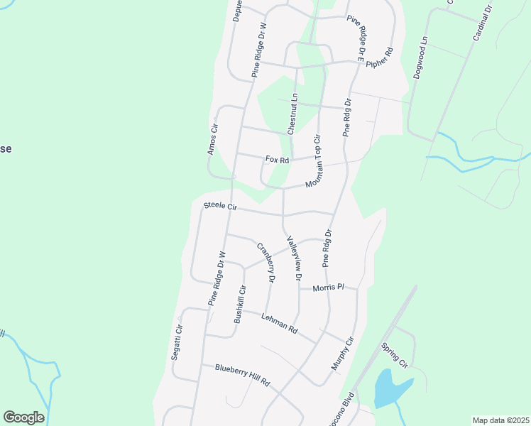 map of restaurants, bars, coffee shops, grocery stores, and more near Steele Circle in Bushkill