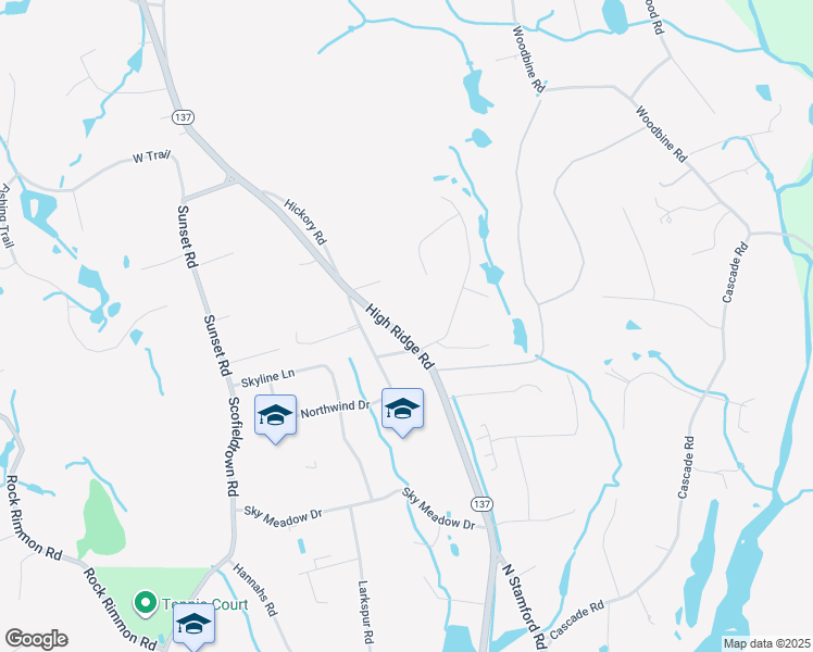 map of restaurants, bars, coffee shops, grocery stores, and more near 2279 High Ridge Road in Stamford