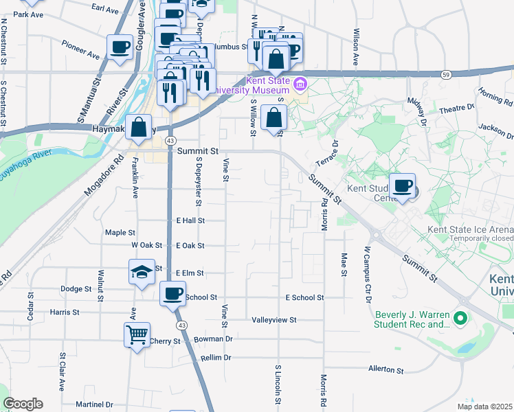 map of restaurants, bars, coffee shops, grocery stores, and more near 407 High Street in Kent