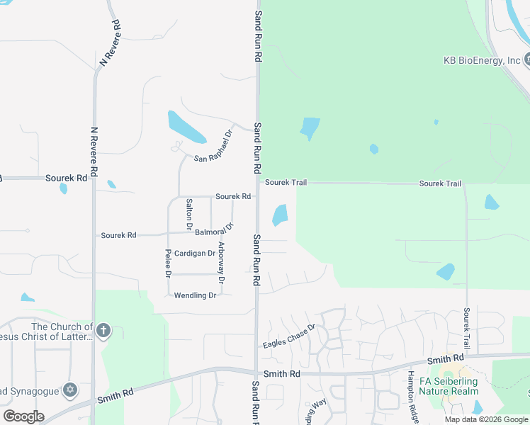 map of restaurants, bars, coffee shops, grocery stores, and more near 1103 Sand Run Road in Akron