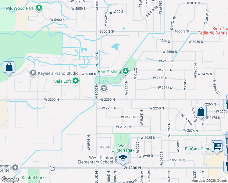 map of restaurants, bars, coffee shops, grocery stores, and more near 2361 2845 West in Clinton