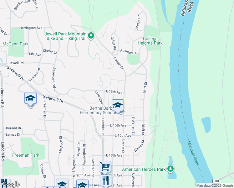 map of restaurants, bars, coffee shops, grocery stores, and more near 1303 Hancock Street in Bellevue