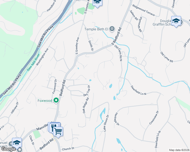 map of restaurants, bars, coffee shops, grocery stores, and more near 9 Grove Mews in Chappaqua